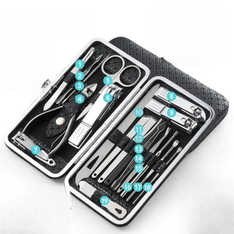 19-Piece Nail Clipper Grooming Set - Manicure Pedicure Tools