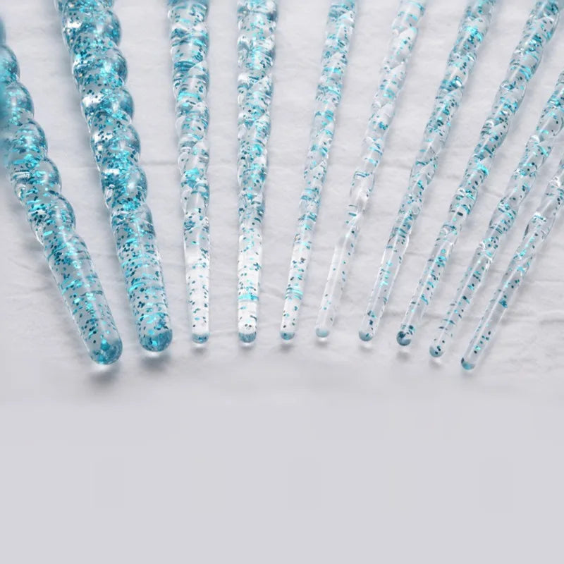 10-Piece Unicorn Glitter Makeup Brush Set - Foundation and Eye Tools