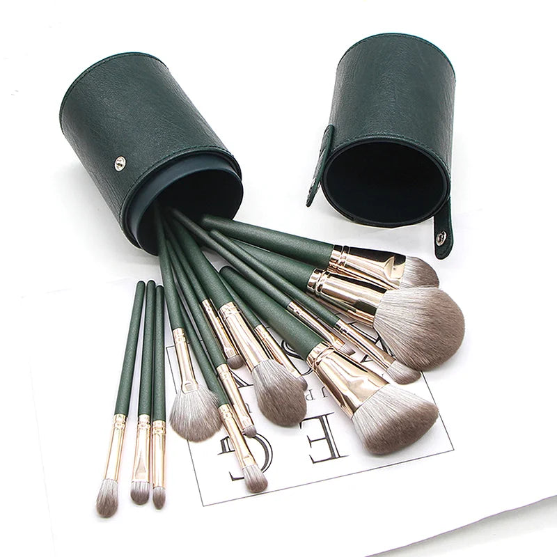 JTFIL Green Makeup Brush Set - Powder Eye Shadow and Blush Tools