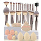 3-20 Piece Makeup Brush Set - Brown Blending Beauty Tools