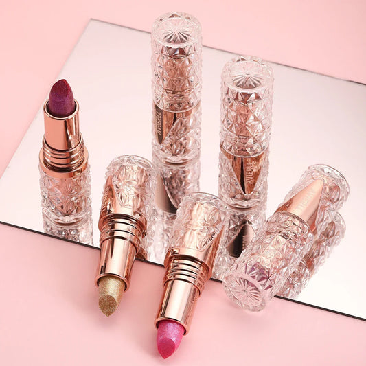 Quicksand Gold Glitter Lipstick - Silky Grapefruit Orange Shine