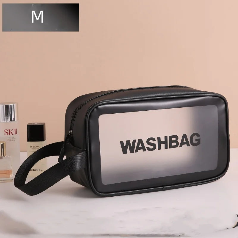 Transparent PVC Travel Cosmetic Bag - Dust-Proof Makeup Storage Handbag