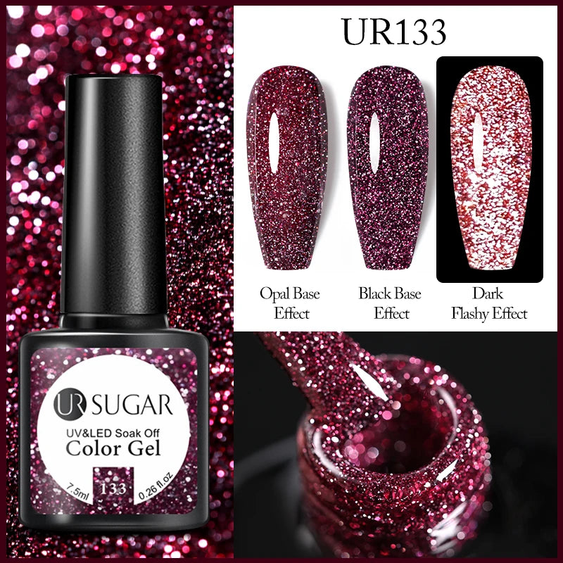 UR SUGAR 7.5ml Reflective Glitter Pink Sequin Gel Polish