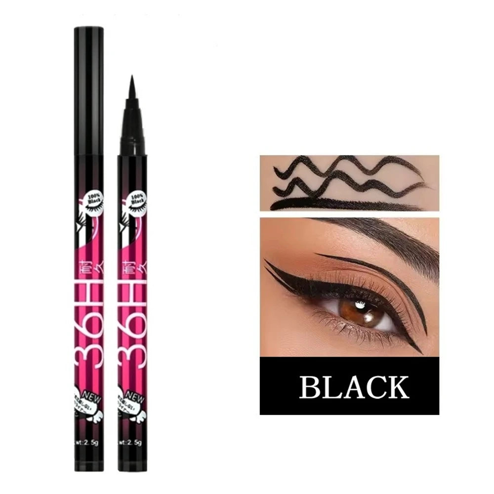 36H Black Liquid Eyeliner Pen - Waterproof Quick-Dry Makeup