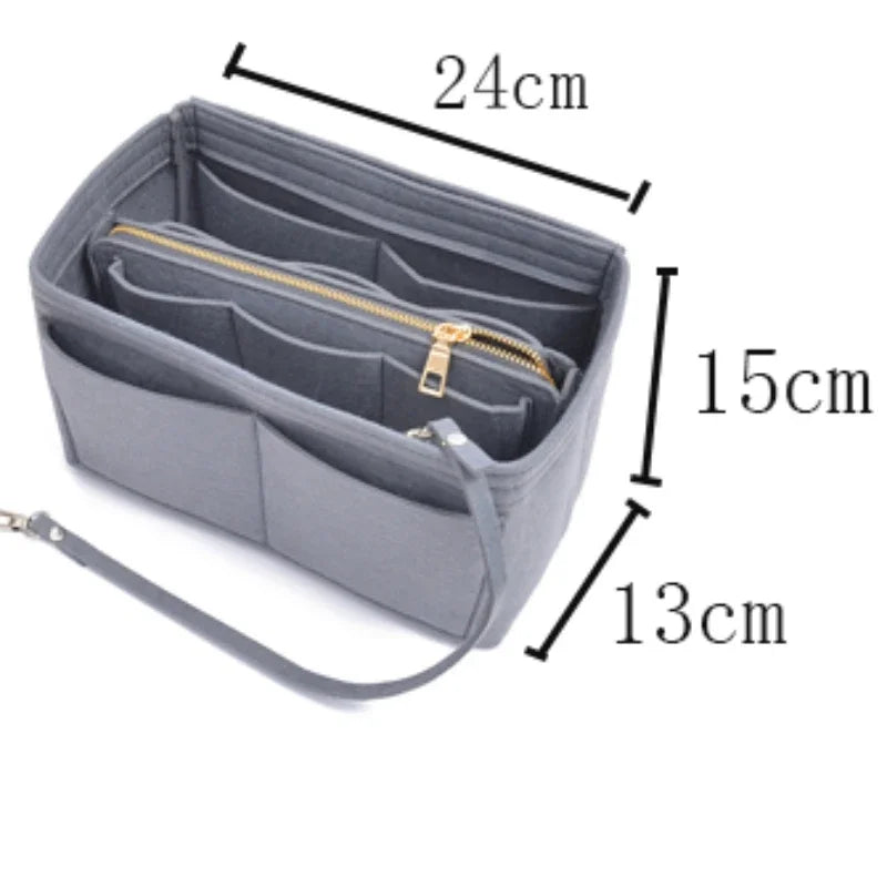 Large Capacity Felt Makeup Organizer Bag - Travel Insert Tote