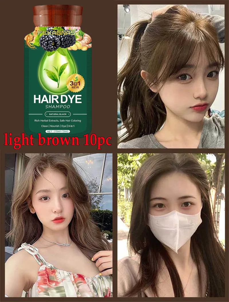 Herbal Hair Dye Shampoo Sachets - Gray Coverage Color Care