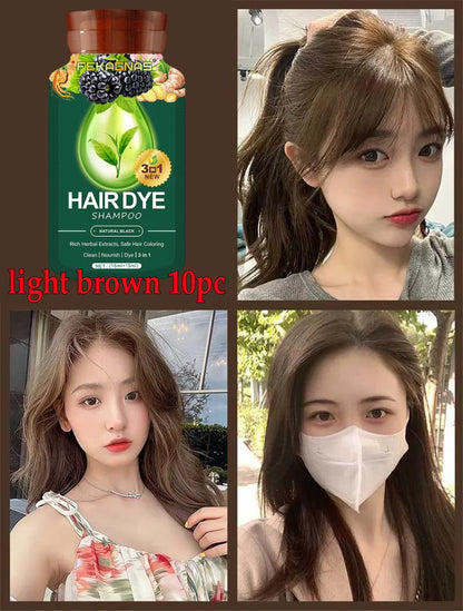Herbal Hair Dye Shampoo Sachets - Gray Coverage Color Care
