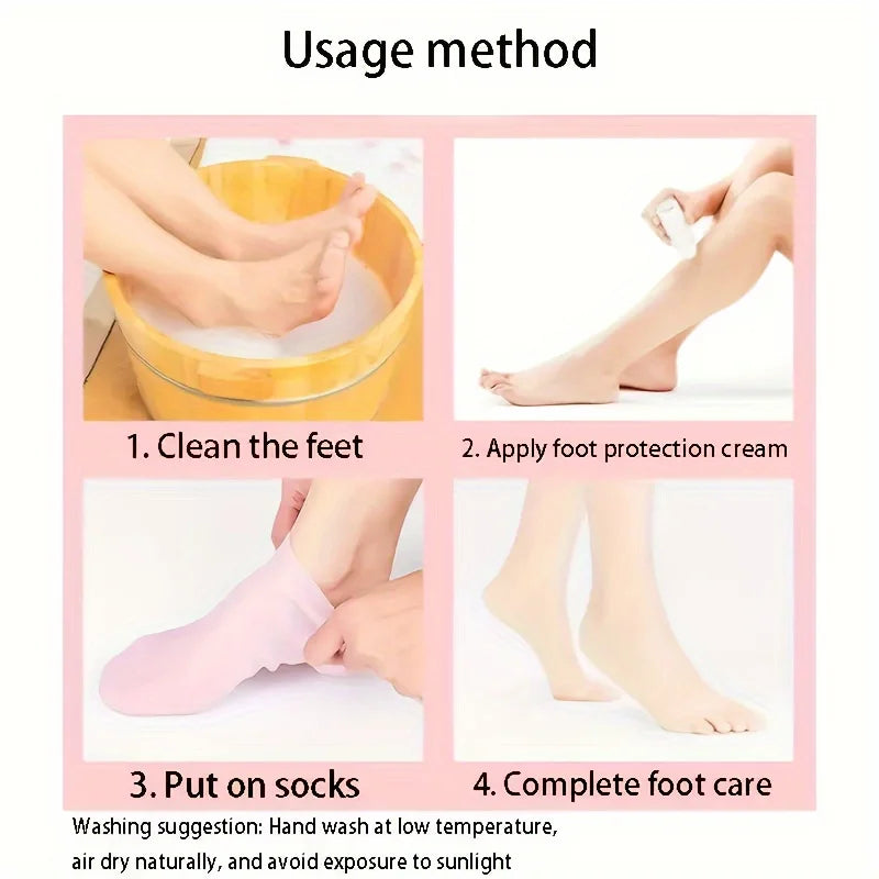 2-Pack Silicone Gel Foot Socks - Cracked Heel Spa Care