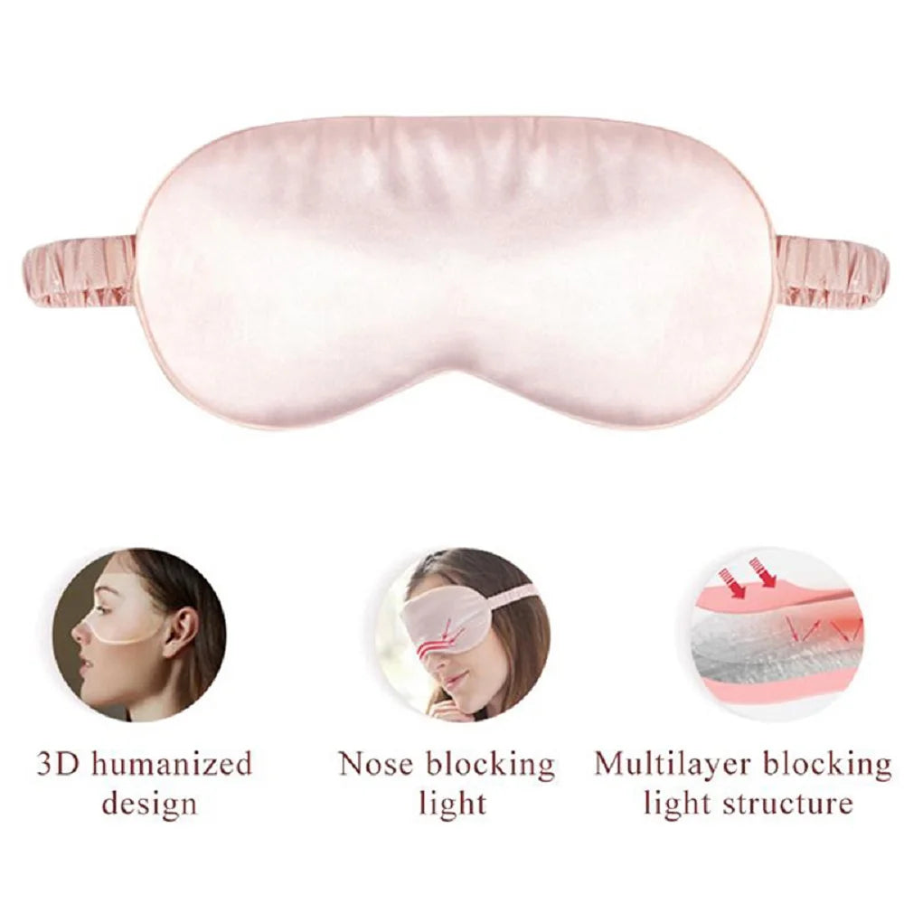 Soft Silk Sleep Mask - 100% Blackout Adjustable Eye Cover