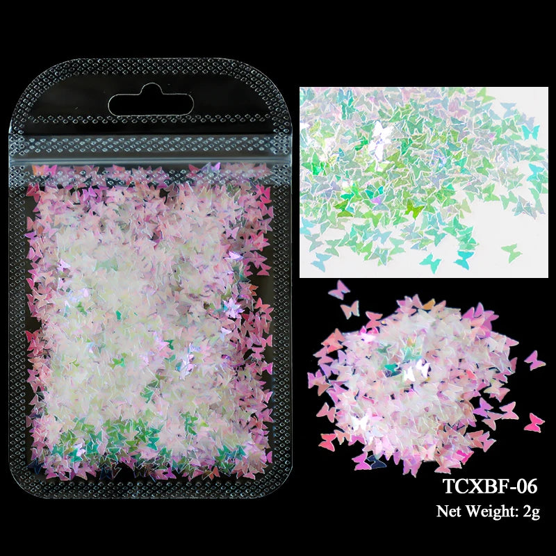 2g Holographic Nail Art Glitter - Star Butterfly Sequins Flakes