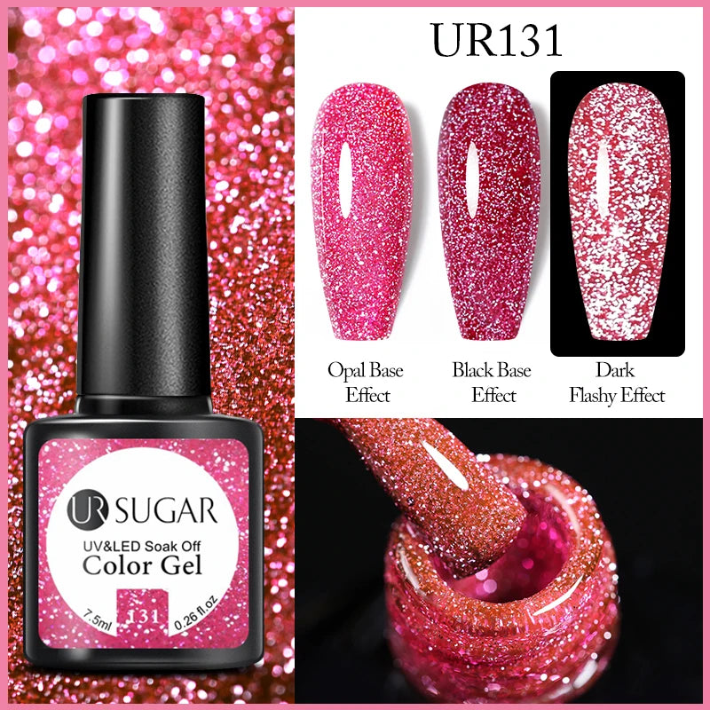 UR SUGAR 7.5ml Reflective Glitter Pink Sequin Gel Polish