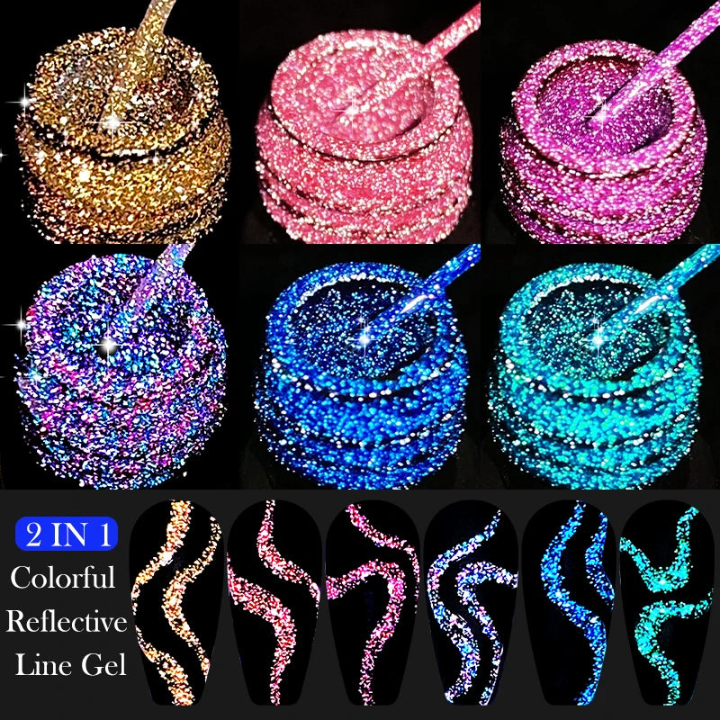 LILYCUTE 5ml Reflective Glitter Liner Gel - Champagne Nail Art