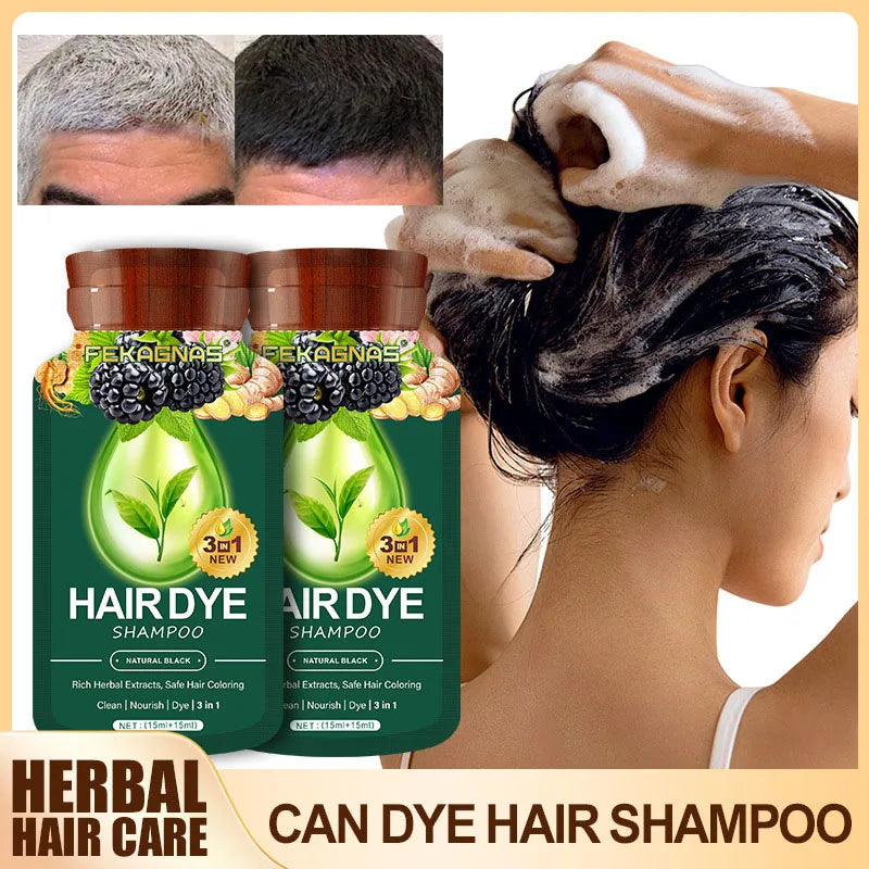 Herbal Hair Dye Shampoo Sachets - Gray Coverage Color Care