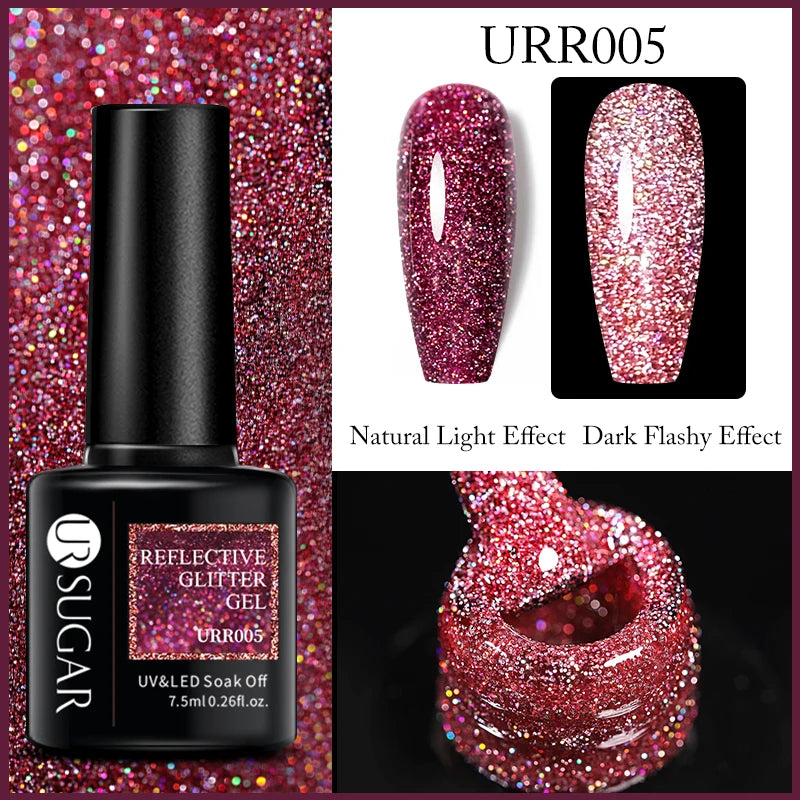 UR SUGAR 7.5ml Reflective Glitter Pink Sequin Gel Polish