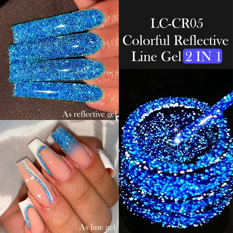 LILYCUTE 5ml Reflective Glitter Liner Gel - Champagne Nail Art