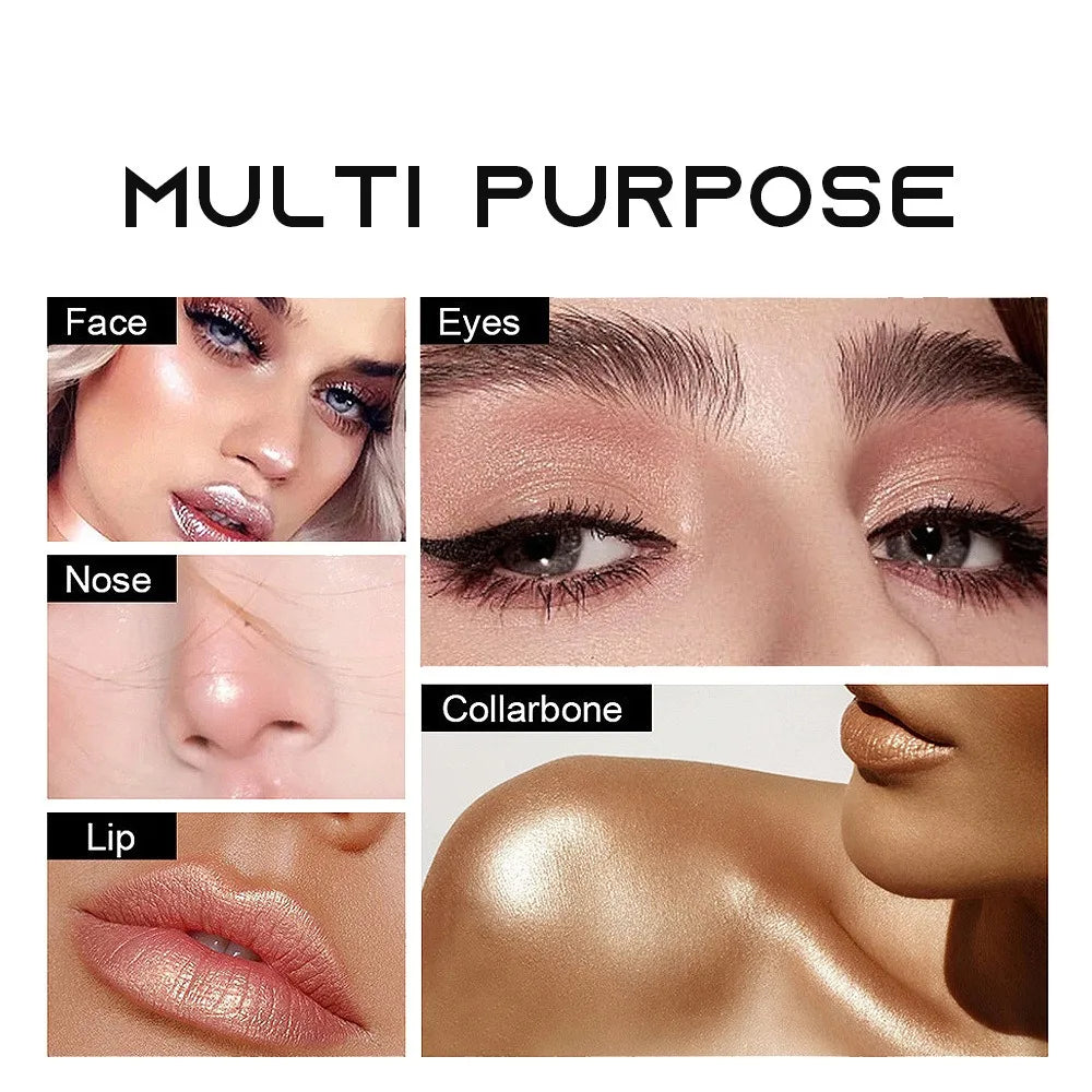 Double-Color Glitter Eyeshadow Stick - Waterproof Metallic Eye Makeup