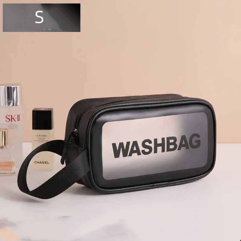 Transparent PVC Travel Cosmetic Bag - Dust-Proof Makeup Storage Handbag