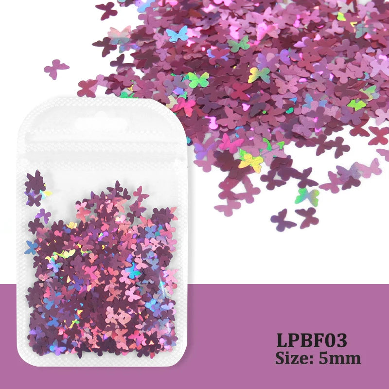 2g Holographic Nail Art Glitter - Star Butterfly Sequins Flakes