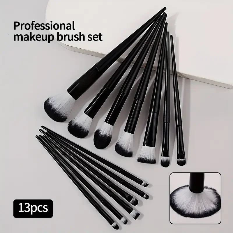 13-Piece Soft Makeup Brush Set - Foundation Blush and Eye Tools