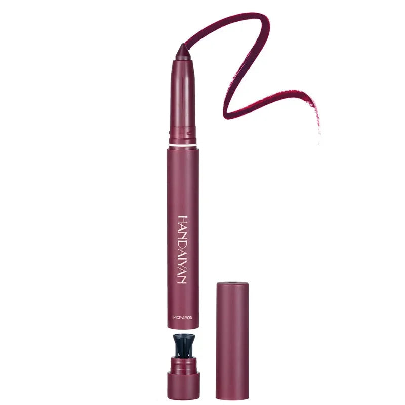 12-Color Pink Velvet Lipstick Pen and Lip Liner Crayon