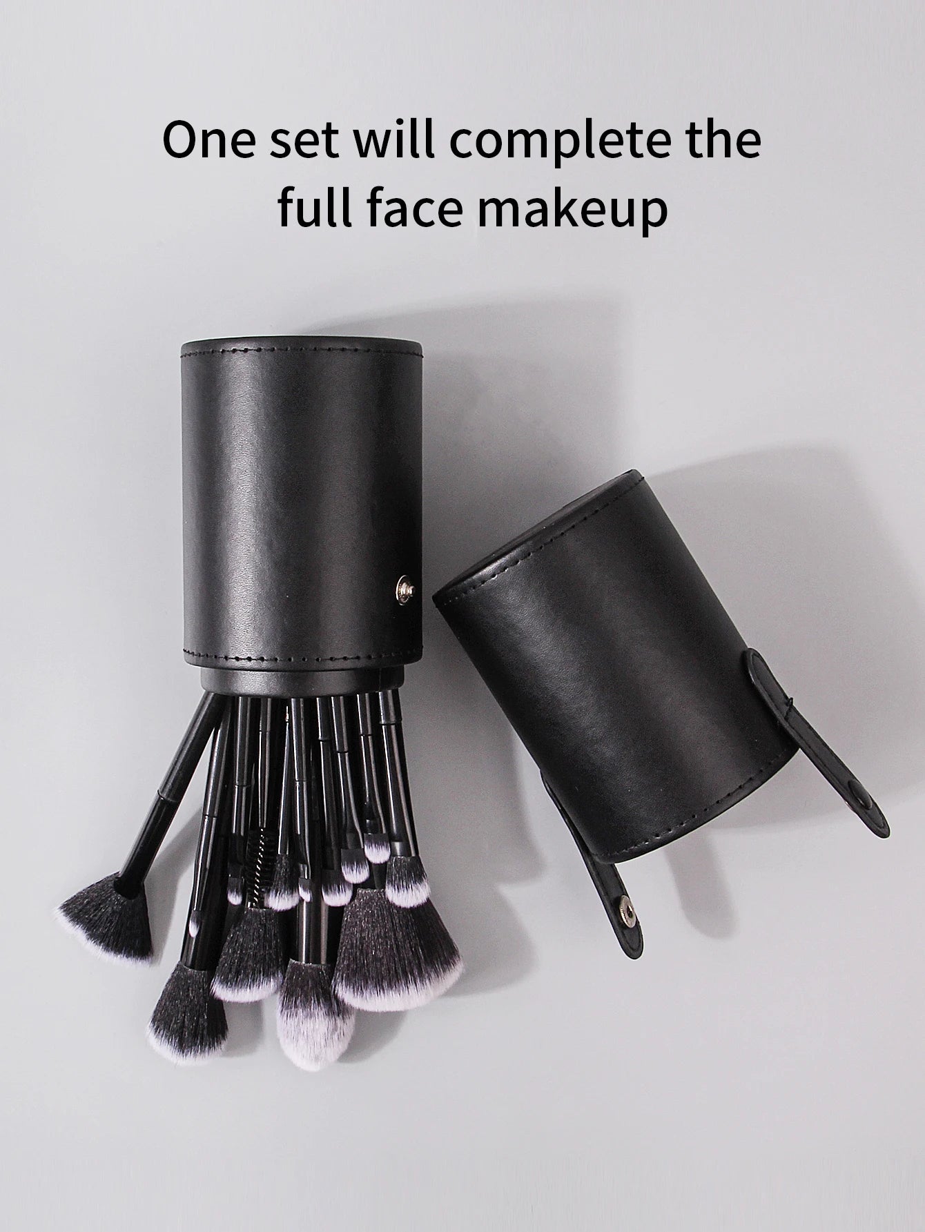 Black Multi-Use Makeup Brush Set - Foundation Blush and Concealer