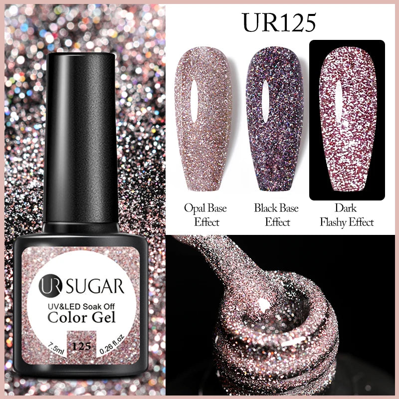 UR SUGAR 7.5ml Reflective Glitter Pink Sequin Gel Polish