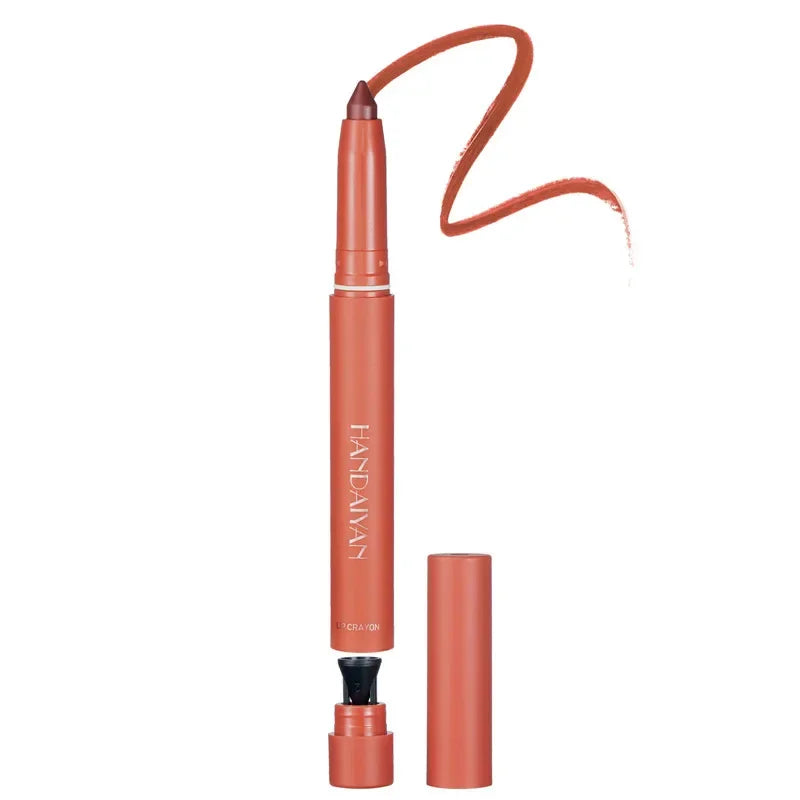 12-Color Pink Velvet Lipstick Pen and Lip Liner Crayon
