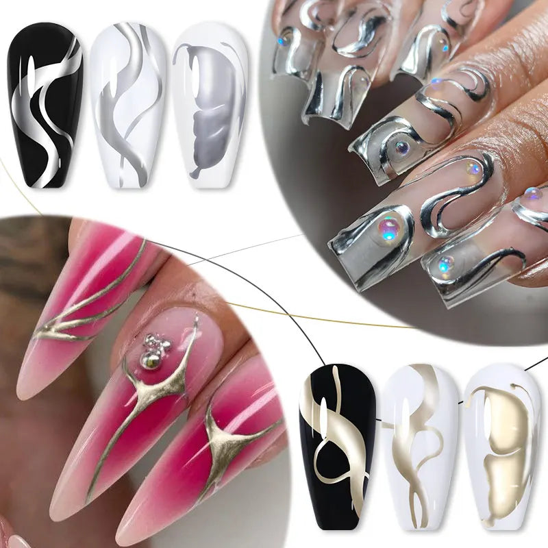 LILYCUTE 5ml Metallic Painting Liner Gel - Gold Silver Nail Art