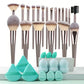 3-20 Piece Makeup Brush Set - Brown Blending Beauty Tools