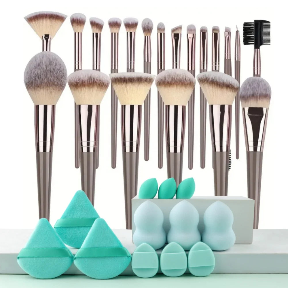 3-20 Piece Makeup Brush Set - Brown Blending Beauty Tools