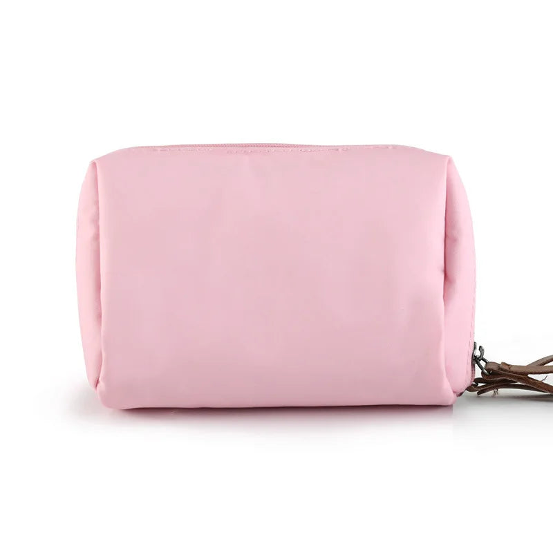 Waterproof Korean Style Cosmetic Pouch - Solid Color Travel Organizer