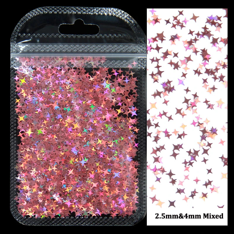 2g Holographic Nail Art Glitter - Star Butterfly Sequins Flakes
