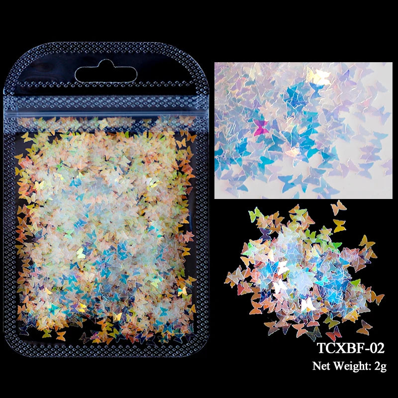 2g Holographic Nail Art Glitter - Star Butterfly Sequins Flakes