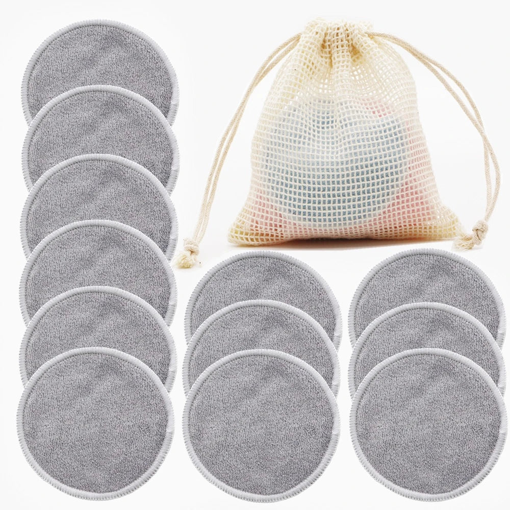 12-Piece Reusable Bamboo Makeup Remover Pads with Bag
