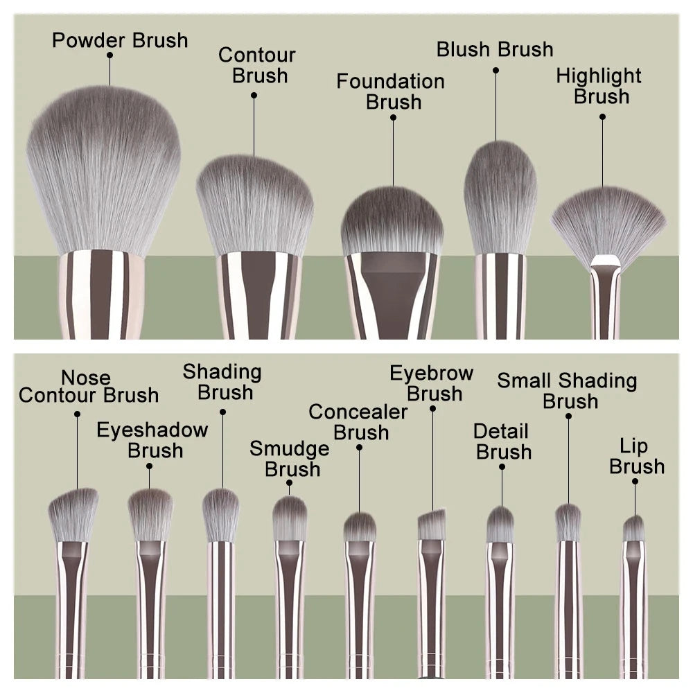 JTFIL Green Makeup Brush Set - Powder Eye Shadow and Blush Tools