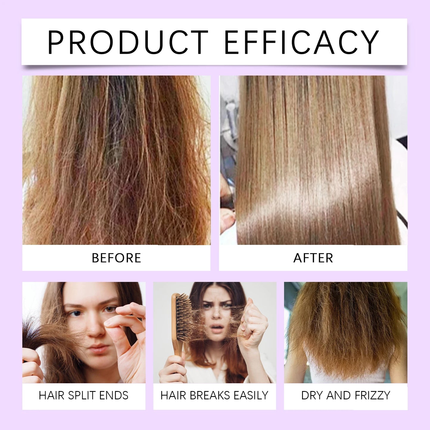 Purple Keratin Hair Mask - Smooth Repair Care for Frizzy Hair