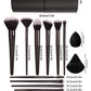 Black Multi-Use Makeup Brush Set - Foundation Blush and Concealer