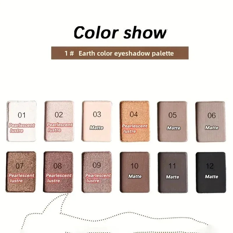12-Color Natural Nudes Eyeshadow Palette - Matte Shimmer Makeup