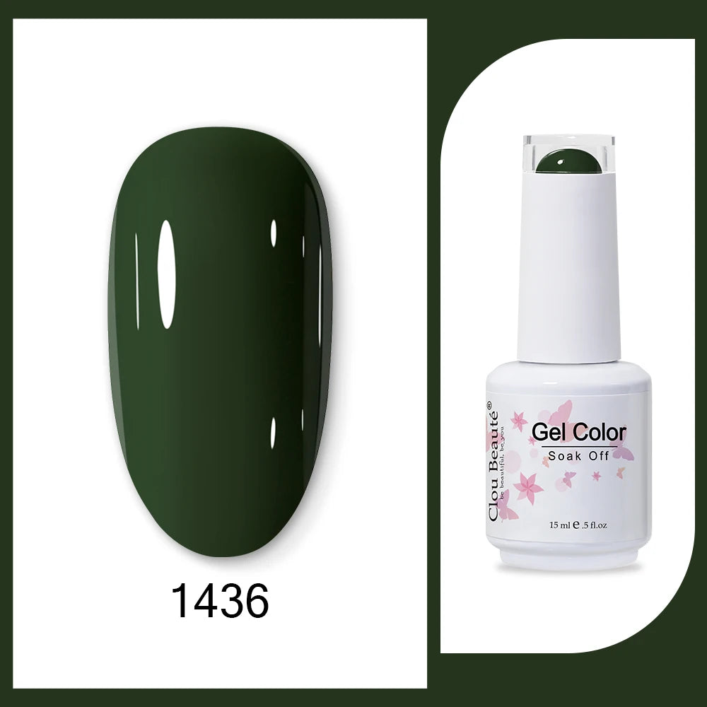 Clou Beaute 15ml Army Green Gel Polish - HEMA and TPO Free