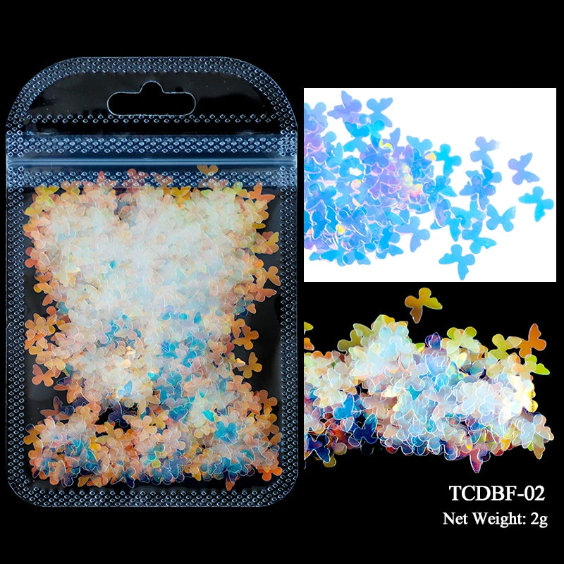2g Holographic Nail Art Glitter - Star Butterfly Sequins Flakes