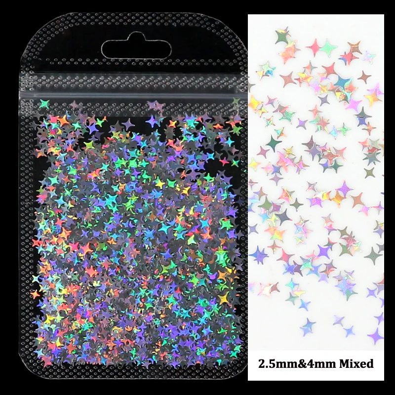 2g Holographic Nail Art Glitter - Star Butterfly Sequins Flakes