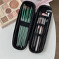 Waterproof Double-Zipper Brush Case - Black Travel Makeup Bag