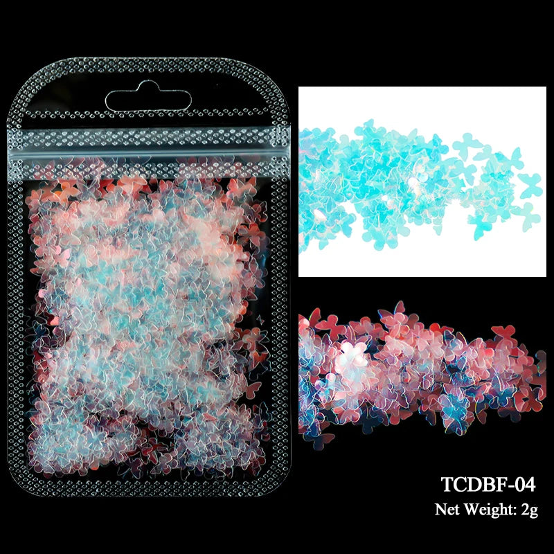 2g Holographic Nail Art Glitter - Star Butterfly Sequins Flakes
