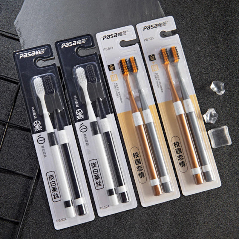 Bamboo Charcoal Toothbrush Set - Ultra-Fine Soft Bristle Family Pack