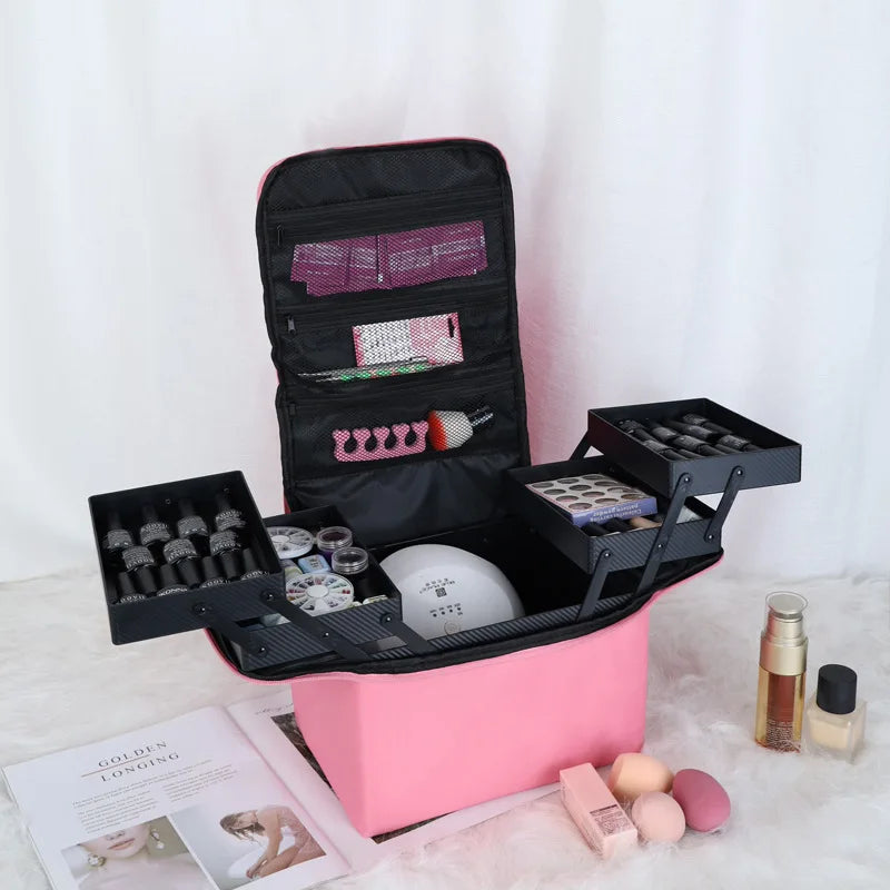 Multi-Layer Waterproof Nail Art Tool Box - Portable Beauty Case