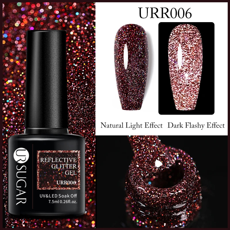 UR SUGAR 7.5ml Reflective Glitter Pink Sequin Gel Polish