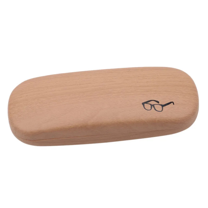 Wood Grain Hard Reading Glasses Case - PU Leather Eyeglass Box
