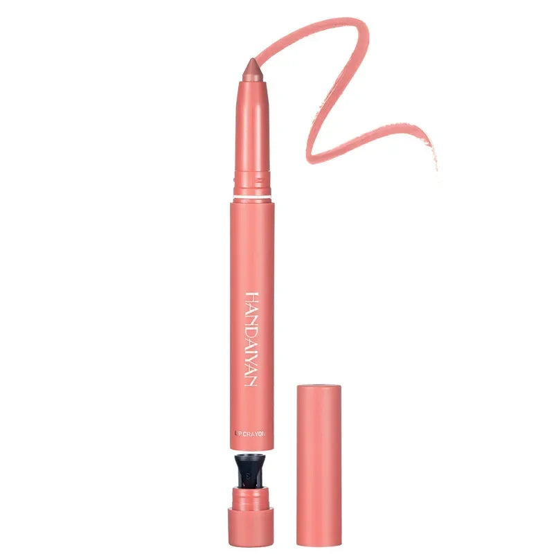 12-Color Pink Velvet Lipstick Pen and Lip Liner Crayon