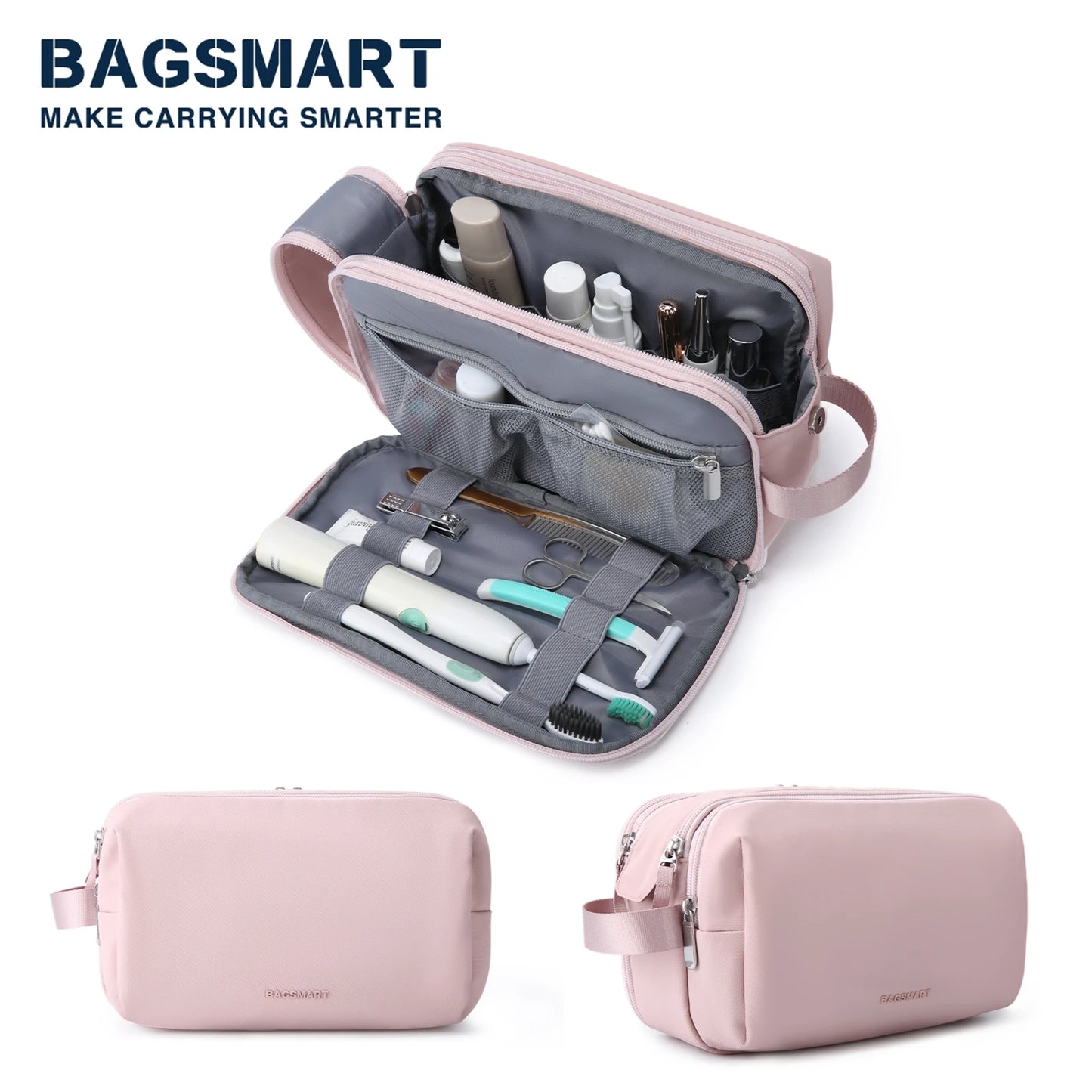 BAGSMART Waterproof Travel Cosmetic Bag - Lightweight Dopp Kit