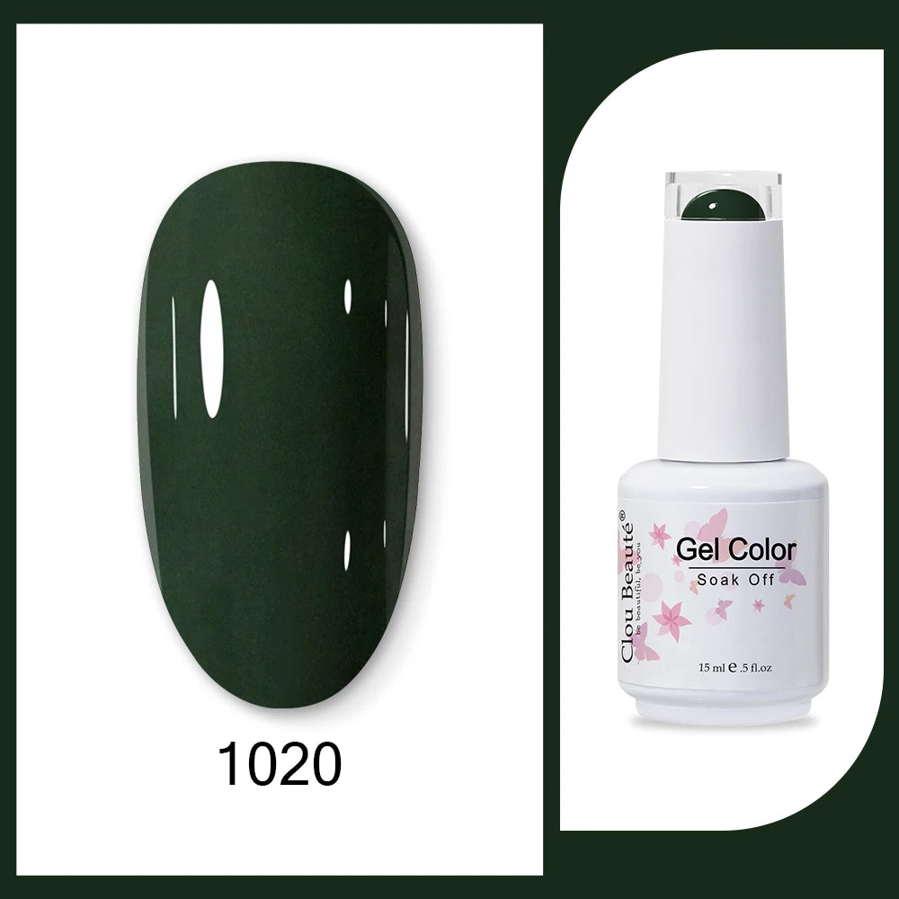 Clou Beaute 15ml Army Green Gel Polish - HEMA and TPO Free